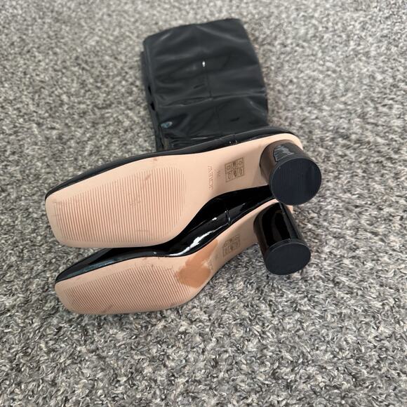 J. Crew Boots Round Heel Tall Patent Leather Size 7.5 Square Toe New - Picture 4 of 7